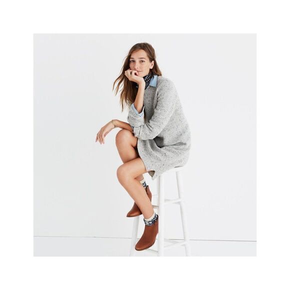 EUC Madewell Button-Back Sweater-Tunic Dress in Donegal Grey - Picture 5 of 11